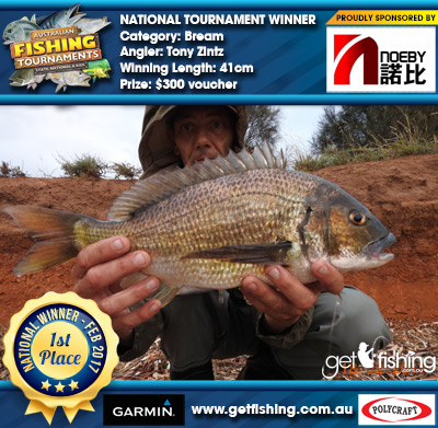 Bream 41cm Tony Zintz Noeby Tackle $300 voucher