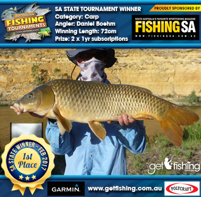 Carp 72cm Daniel Boehm Fishing SA 2 x 1yr subscriptions