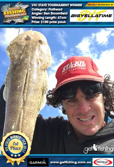 Flathead 47cm Ben Broomfield Big Yella Time $100 prize pack