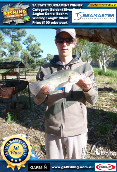 Golden/Silver Perch 38cm Daniel Boehm Seamaster Fishing Supplies $100 prize pack