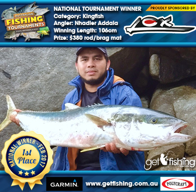 Kingfish 106cm Nhadier Addala Lox $380 rod/brag mat