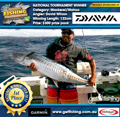 Mackerel/Wahoo 122cm David Wilson Daiwa $300 prize pack