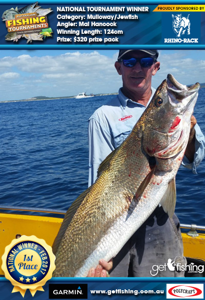 Mulloway/Jewfish 124cm Mal Hancock Rhino Rack $320 prize pack