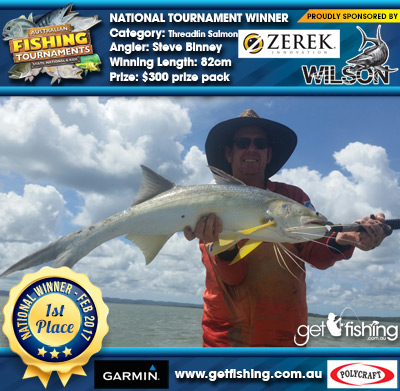 Threadfin Salmon 82cm Steve Binney Wilson/Zerek $300 prize pack