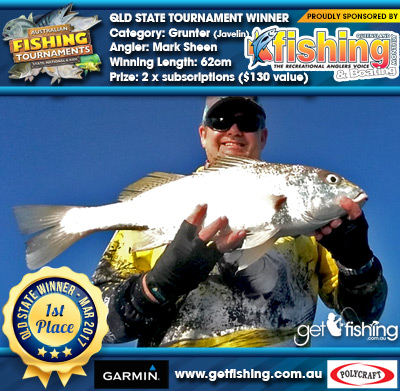 Grunter (Javelin) 62cm Mark Sheen Fishing Monthly QLD 2 x subscriptions ($130 value)