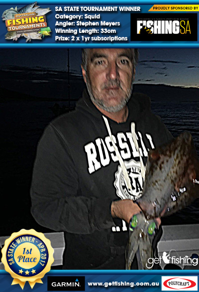 Squid 33cm Stephen Meyers Fishing SA 2 x 1yr subscriptions