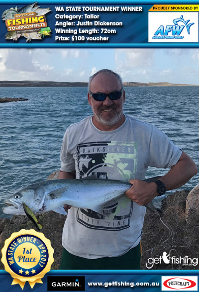 Tailor 72cm Justin Dickenson Anglers Fishing World $100 voucher