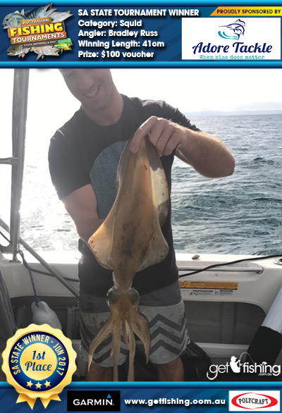 Squid 41cm Bradley Russ Adore Tackle $100 voucher