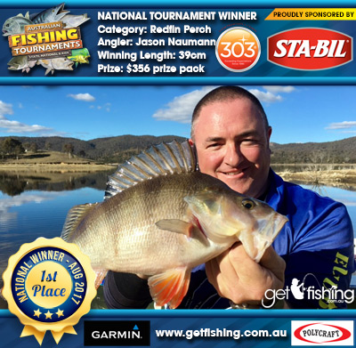 Redfin Perch 39cm Jason Naumann STA-BIL Marine and 303 Protectants and Cleaners $356 prize pack