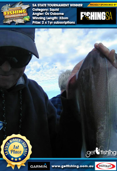Squid 32cm Oz Osborne Fishing SA 2 x 1yr subscriptions