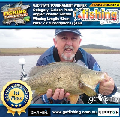 Golden Perch 52cm Richard Gibson Fishing Monthly QLD 2 x subscriptions ($130 value)