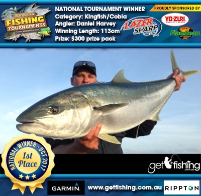 Kingfish/Cobia 113cm Daniel Harvey Eagle Claw/Yo-Zuri $300 prize pack