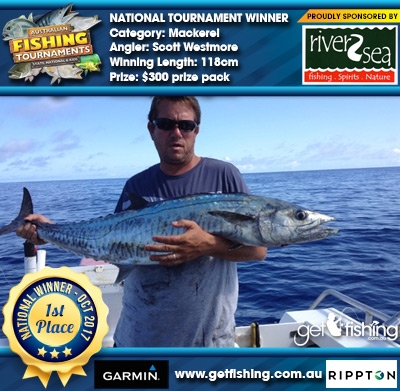 Mackerel 118cm Scott Westmore River2Sea $300 prize pack