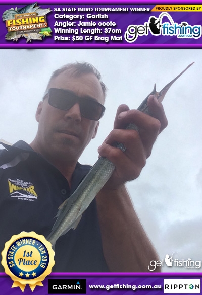 Garfish 37cm Jamie coote Get Fishing $50 GF Brag Mat