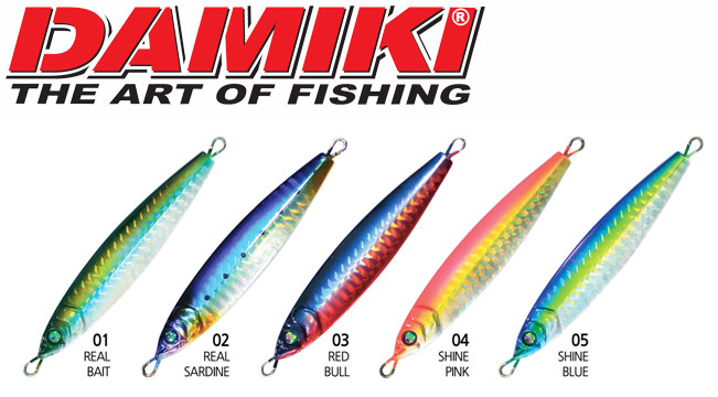 Damiki Tokon Jigs for demersal and pelagic jigging fishing colour guide
