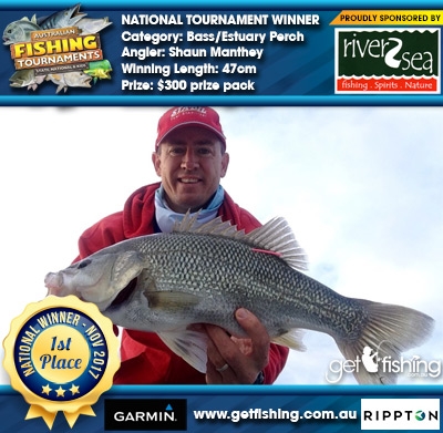 Bass/Estuary Perch 47cm Shaun Manthey River2Sea $300 prize pack