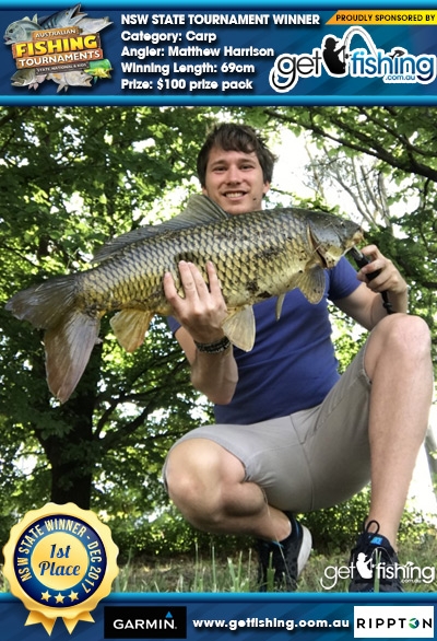 Carp 69cm Matthew Harrison Get Fishing $100 prize pack