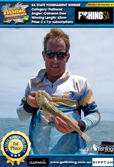 Flathead 43cm Cameron Dew Fishing SA 2 x 1yr subscriptions