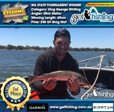 King George Whiting 49cm Mick Mellor Get Fishing $50 GF Brag Mat