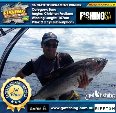 Tuna 107cm Christian Faulkner Fishing SA 2 x 1yr subscriptions