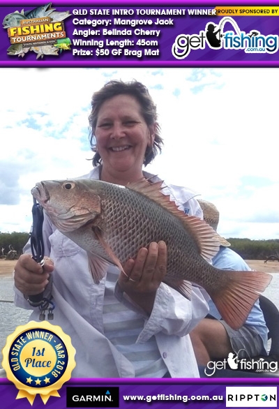 Mangrove Jack 45cm Belinda Cherry Get Fishing $50 GF Brag Mat