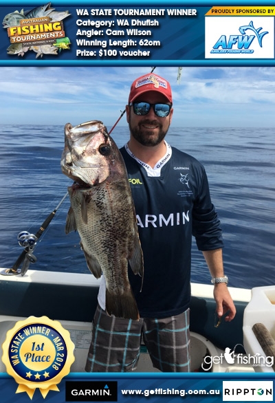WA Dhufish 62cm Cam Wilson Anglers Fishing World $100 voucher