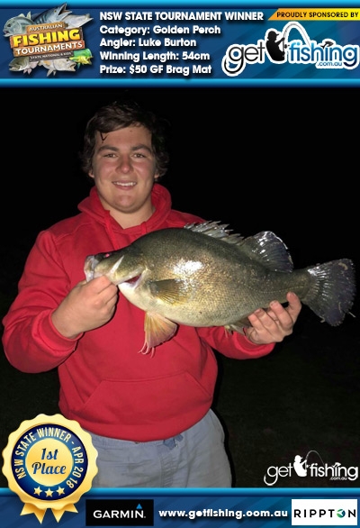 Golden Perch 54cm Luke Burton Get Fishing $50 GF Brag Mat