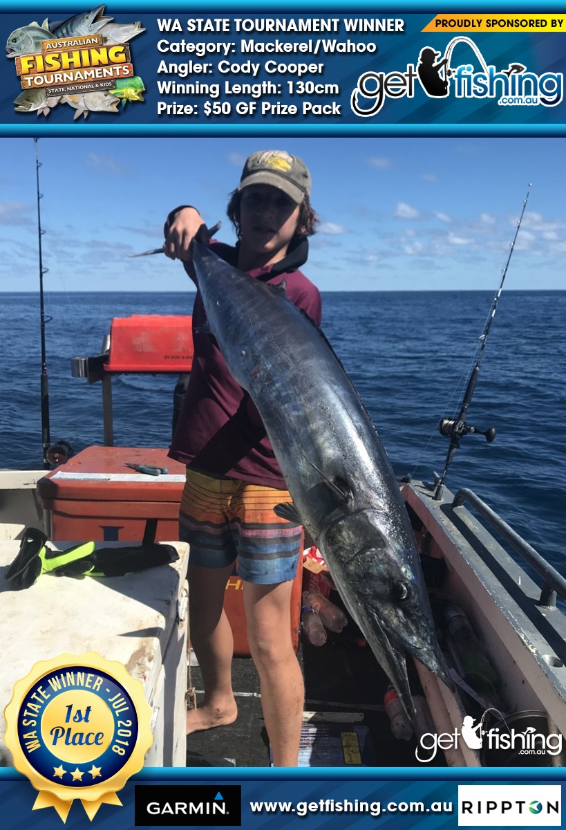 Mackerel/Wahoo 130cm Cody Cooper Get Fishing $50 GF Prize Pack