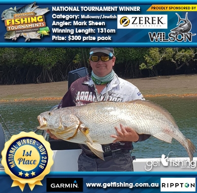 Mulloway/Jewfish 131cm Mark Sheen Wilson/Zerek $300 prize pack