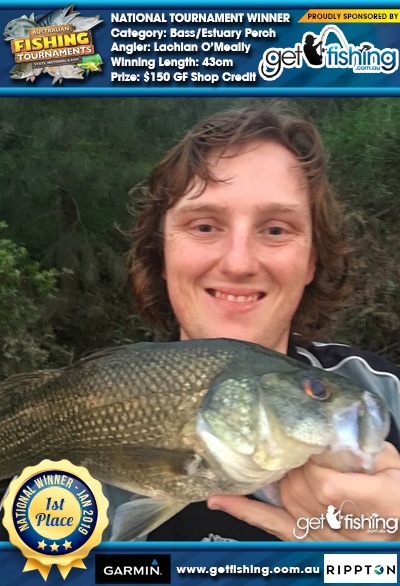 Bass/Estuary Perch 43cm Lachlan O'Meally Get Fishing $150 GF Shop Credit