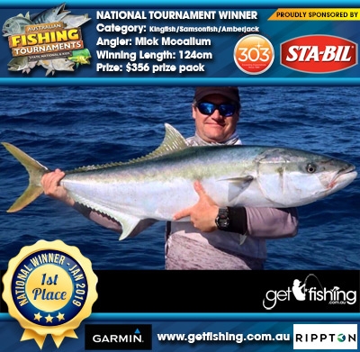 Kingfish/Samsonfish/Amberjack 124cm Mick Mccallum STA-BIL Marine and 303 Protectants and Cleaners $356 prize pack