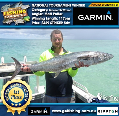 Mackerel/Wahoo 117cm Matt Potter Garmin $429 STRIKER 5dv