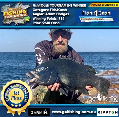 Fish4Cash Winner - Adam Hodges - wins $240 CASH - 714 Fish4Cash Points