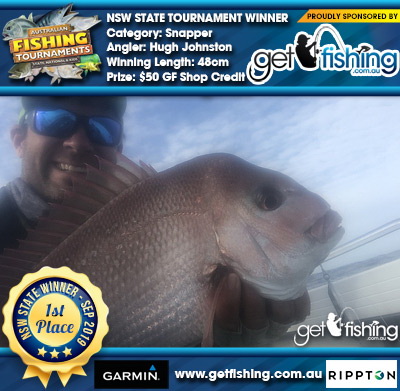 Snapper 48cm Hugh Johnston Get Fishing $50 GF Shop Credit